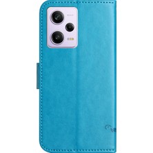 4U Sky Xiaomi Redmi Için Pu Deri Telefon Kapağı Note 12 Pro 5g, Baskılı Kelebek Çiçek Deseni Stand Süpe Mavisi ile Telefon Kılıfı (Yurt Dışından)