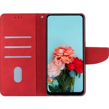 4U Sky Xiaomi Redmi Için Note 12 5g (Global)/(Hindistan)/(Çin)/poco X5 5g Düz Renkli Deri Telefon Kasası Cüzdan Standı Anti-Damla Kapak-Kırmızı (Yurt Dışından)