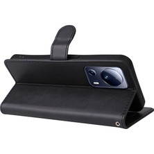 4U Sky Xiaomi Için Düz Renk Kılıfı 13 Lite/civi 2 5g Pu Deri Telefon Stand Cüzdan Kapağı Strap-Black (Yurt Dışından)