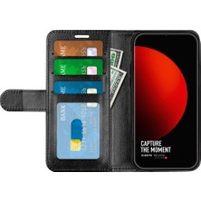 4U Sky Xiaomi 12S Ultra 5g Için Çılgın At Doku Deri Kılıfı, Folio Flip Tam Koruma Cüzdan Stand Kapak Black (Yurt Dışından)