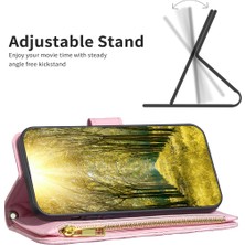 4U Sky Xiaomi Poco F5 Pro 5g/redmi K60 Pro 5G/K60 5g Fermuar Pocket Pu Deri Deri Cüzdan Kılıfı Stand Kapağı Strap-Pink ile (Yurt Dışından)