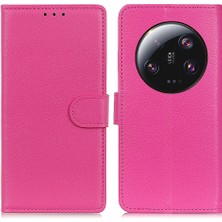 4U Sky Xiaomi 13 Ultra Litchi Doku Telefon Kılıfı Pu Deri Telefon Kapağı Stand Cüzdan Ros (Yurt Dışından)