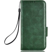 4U Sky Xiaomi 12S Için Ultra 5g Pu Deri Stand Cüzdan Özellik Kılıfı Üçgen Deseni Baskılı Strap-Yeşil ile Anti-Fall Anti Tele Koruyucusu (Yurt Dışından)