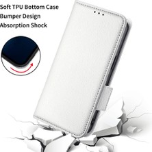 4U Sky Xiaomi Için 13 Ultra Anti-Drop Telefon Kılıfı Litchi Doku Standı Pu Deri Cüzdan Telefon Flip Kapak-Beyaz (Yurt Dışından)