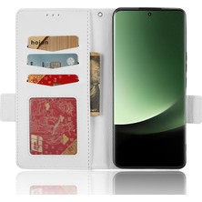 4U Sky Xiaomi Için 13 Ultra Anti-Drop Telefon Kılıfı Litchi Doku Standı Pu Deri Cüzdan Telefon Flip Kapak-Beyaz (Yurt Dışından)