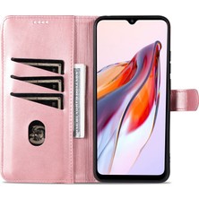 4U Sky Xiaomi Poco C55 4g/redmi 11A 4g/redmi 12C 4g Deri Telefon Kapağı Standı Cüzdan Case-Rose Gold (Yurt Dışından)