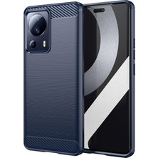 4U Sky Xiaomi Için 13 Lite/civi 2 5g Karbon Fiber Doku Tpu Koruyucu Telefon Kapağı Yumru Dövüşlü Fırçalanmış Cep Telefonu Kılıf Mavisi (Yurt Dışından)