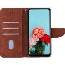 4U Sky Xiaomi Için Redmi Note 12 5g (Global)/(Hindistan)/(Çin)/poco X5 5g Düz Renkli Deri Telefon Kasası Cüzdan Standı Anti-Drop Cover-Brown (Yurt Dışından)