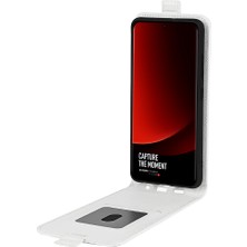 4U Sky Xiaomi 13 Ultra Çılgın At Doku Dikey Flip Telefon Kapak-Beyaz Için Kart Tutucu Deri Telefon Kılıfı (Yurt Dışından)