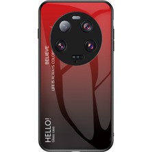 4U Sky Xiaomi 13 Ultra Gradyan Temsilli Cam Telefon Kılıfı Pc+Tpu Çizgiye Karşı Çizelge Anti-Sınıfı Kırmızı Siyah (Yurt Dışından)