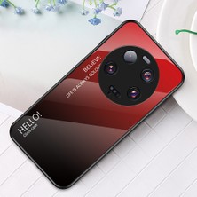 4U Sky Xiaomi 13 Ultra Gradyan Temsilli Cam Telefon Kılıfı Pc+Tpu Çizgiye Karşı Çizelge Anti-Sınıfı Kırmızı Siyah (Yurt Dışından)