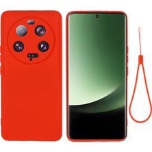 4U Sky Xiaomi Için 13 Ultra Cep Telefonu Kabuğu Sıvı Silikon Koruma Kılıfı Strap-Red ile Yumuşak Astar Kapağı (Yurt Dışından)