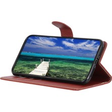 4U Sky Xiaomi Için Poco C55 4g/redmi 11A 4G/12C 4g Litchi Doku Deri Kılıf Cüzdanı Telefon Stand Kapak-Kahverengi (Yurt Dışından)