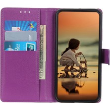 4U Sky Xiaomi Için Poco C55 4g/redmi 11A 4G/12C 4g Litchi Doku Deri Kılıf Cüzdanı Telefon Stand Kapak-Mor (Yurt Dışından)