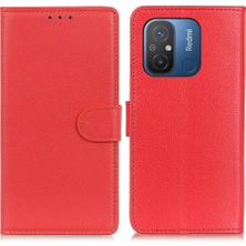 4U Sky Xiaomi Poco C55 4g/redmi 11A 4G/12C 4g Litchi Doku Doku Deri Kılıf Cüzdanı Stand Kapak-Kırmızı (Yurt Dışından)