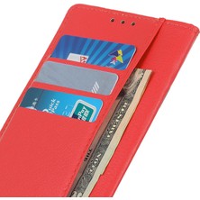 4U Sky Xiaomi Poco C55 4g/redmi 11A 4G/12C 4g Litchi Doku Doku Deri Kılıf Cüzdanı Stand Kapak-Kırmızı (Yurt Dışından)