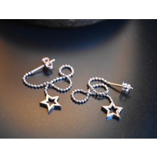 Gökyüzü Silver 925 Ayar Gümüş Rose Sarkık Yıldız Küpe