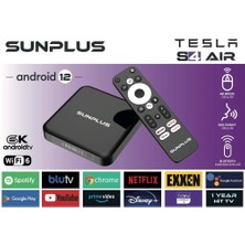 Sunplus Tesla S 4 Air Android Tv Box 4gb Ram -32 GB Hafıza Android 12 Tvbox -4 K 3840*2160 P Wi-Fi 6