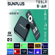 Sunplus Tesla S 2 Air Android Tv Box 2gb Ram -16 GB Hafıza Android 12 Tvbox -4 K 3840*2160 P Wi-Fi 6