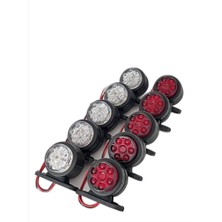 Ahmet Otomotiv (10 Adet) Mercekli Mini Takoz 12 Ledli Kırmızı-Beyaz 12V-24V