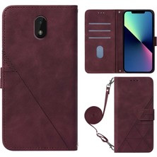 Yihang Boutique Nokia C01 Plus ile Uyumlu Tam Korumalı Yumuşak Pu Deri Kapaklı Cüzdan Telefon Kılıfı, Kart Tutuculu ve Uzun Askılı (Yurt Dışından)