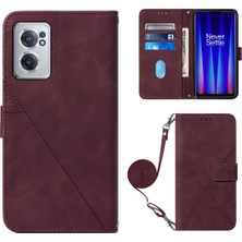 Yihang Boutique Oneplus Nord Ce 2 5g ile Uyumlu Tam Korumalı Yumuşak Pu Deri Kapaklı Cüzdan Telefon Kılıfı, Kart Tutuculu ve Uzun Askılı (Yurt Dışından)