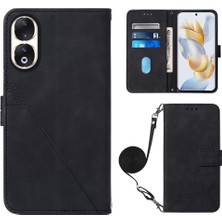 Yihang Boutique Honor 90 ile Uyumlu Tam Korumalı Yumuşak Pu Deri Kapaklı Cüzdan Telefon Kılıfı, Kart Tutuculu ve Uzun Askılı (Yurt Dışından)