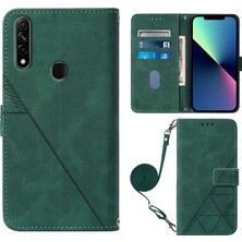 Yihang Boutique Oppo A31 2020/A8 ile Uyumlu Tam Korumalı Yumuşak Pu Deri Kapaklı Cüzdan Telefon Kılıfı, Kart Tutuculu ve Uzun Askılı (Yurt Dışından)