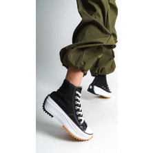 ROMA Bağcıklı Ortopedik Taban Kadın Sneaker Ayakkabı BT Siyah