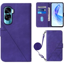 Yihang Boutique Honor 90 Lite ile Uyumlu Tam Korumalı Yumuşak Pu Deri Kapaklı Cüzdan Telefon Kılıfı, Kart Tutuculu ve Uzun Askılı (Yurt Dışından)