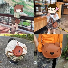 Eddyscale Karikatür Deri Ayı Mini Cüzdan Yürümeye Başlayan Erkek Kız Crossbody Çanta (Yurt Dışından)