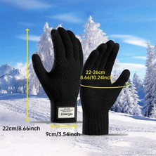 Zizi Warm Gloves Peluş Bisiklet Eldiveni Soğuk ve Rüzgar Geçirmez Dokunmatik Ekran Örme Eldiven (Yurt Dışından)