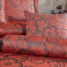Solinas Collection Elegante Rosalina Kiremit - Antrasit Çift Kişilik Çeyizlik Yatak Örtüsü