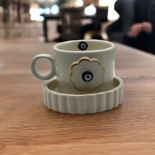 Megg Altın Yaldız Çiçek Nazar Fincan Mug