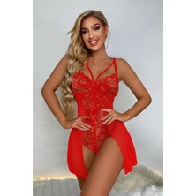 Bella Notte -     Kirmizi Özel Bölgesi Açik Babydoll Gecelik 15034
