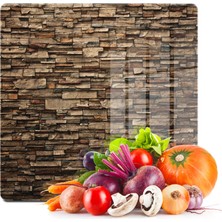 Decovetro Cam Kesme Tahtası Kare Dekoratif Taş Desenli 30X30 cm