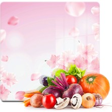 Decovetro Cam Kesme Tahtası Kare Pembe Çiçek Bulutu Desenli 30X30 cm