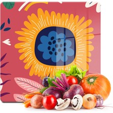 Decovetro Cam Kesme Tahtası Kare Çiçek Desenli 30X30 cm