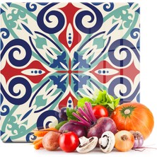 Decovetro Cam Kesme Tahtası Kare Çini Desenli 30X30 cm