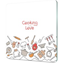 Decovetro Cam Kesme Tahtası Kare Cooking Love Desenli 30X30 cm