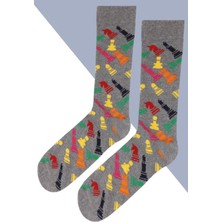 Dode Flora Satranç Desenli Çorap Erkek Uzun Çorap Clb