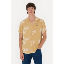 U.S. Polo Assn. Erkek Apaş Yaka Camel Kısa Kollu Gömlek 50264305-VR015