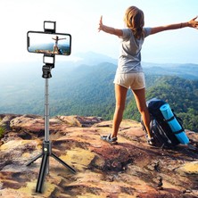 Hermoso Selfie Çubuğu Tripod Taşınabilir Selfie Çubuğu (Çift Dolgu Işığı) (Yurt Dışından)