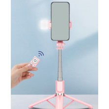 Hermoso Selfie Çubuğu Dereceli Fotoğraf Tutucu Tripod Canlı Yayın, 1.1m Pembe (Yurt Dışından)