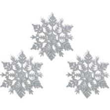 Hermoso 12 Adet Parıltılı Kar Tanesi Noel Süsleri Gümüş (Yurt Dışından)