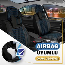 Asya 
alfa Romeo 147 Uyumlu Deri Oto Koltuk Kılıfı Ön/arka 5li Set Live Seri Siyah-Mavi