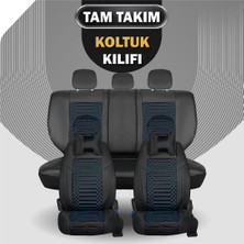 Asya 
fiat Tempra Uyumlu Deri Oto Koltuk Kılıfı Ön/arka 5li Set Live Seri Siyah-Mavi