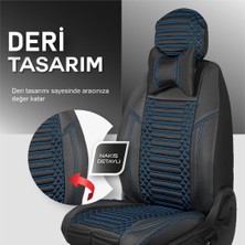 Asya Seat Arona Uyumlu Deri Oto Koltuk Kılıfı Ön/arka 5li Set Live Seri Siyah-Mavi