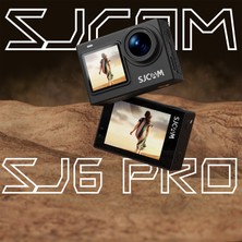 Sjcam Sj6 Pro Wifi 4k/60 UHD 24MP 165° Geniş Açı 1000MAH 2”/1.3” Çift Ekranlı Aksiyon Kamerası Siyah