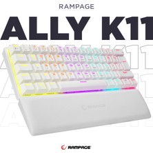 Rampage Ally K11 Beyaz 12 Işık Modlu Mekanik Antighosting Bilek Destekli Red Switch Gaming Oyuncu Klavyesi